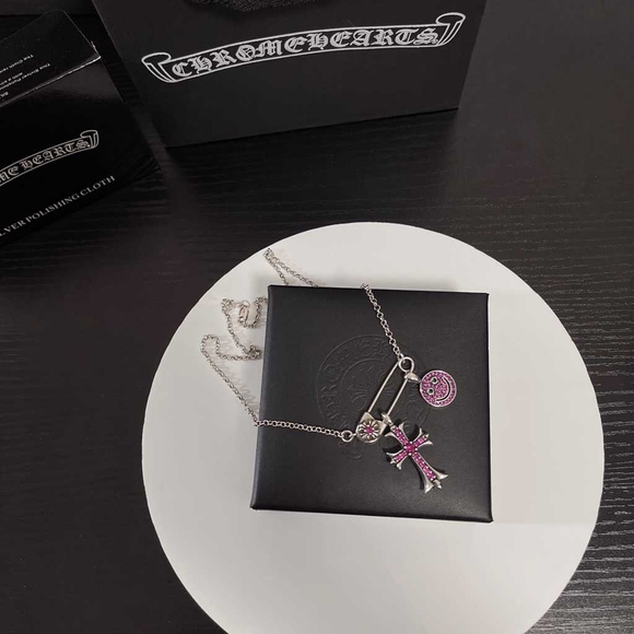 chrome hearts pink smiley cross necklace - Picture 9 of 9